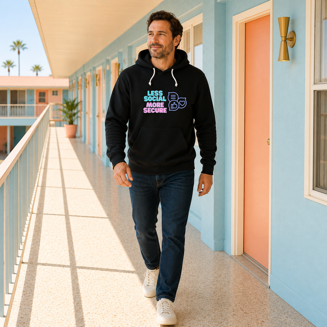 Less Social More Secure | Unisex Sponge Fleece Pullover Hoodie